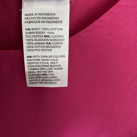 Chicos Hot Pink 3/4 Sleeve Cutwork Popover Blouse Size 1 (US size 8/10) - Picture 5 of 10